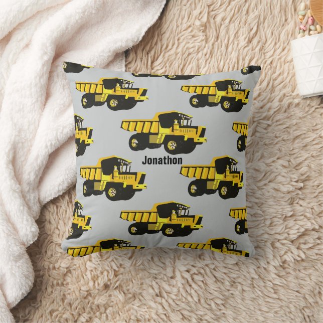 Coussin Camion de vidage JAUNE de la chambre du garçon per (Couverture)
