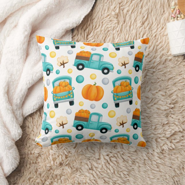 Coussin Camion mignon chargé de citrouilles (Couverture)