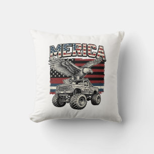 Coussin Camion Monstre Aigle Américain Vintage Patriotique