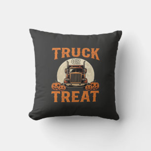 Coussin Camion ou traiter Halloween conception de semi-rem