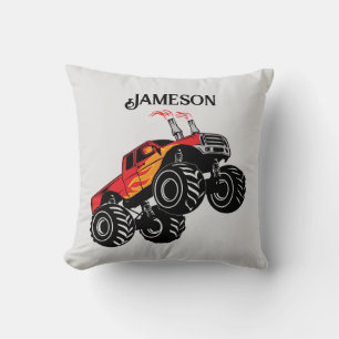 Coussin Camion Rouge Monstre Noir mignon ramasser