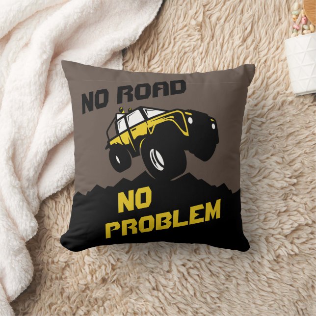 Coussin Camion Tout-Terrain Jaune Pas De Route Pas De Prob (Couverture)