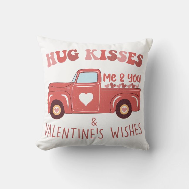 Coussin Camion Vintage de la Saint-Valentin (Recto)