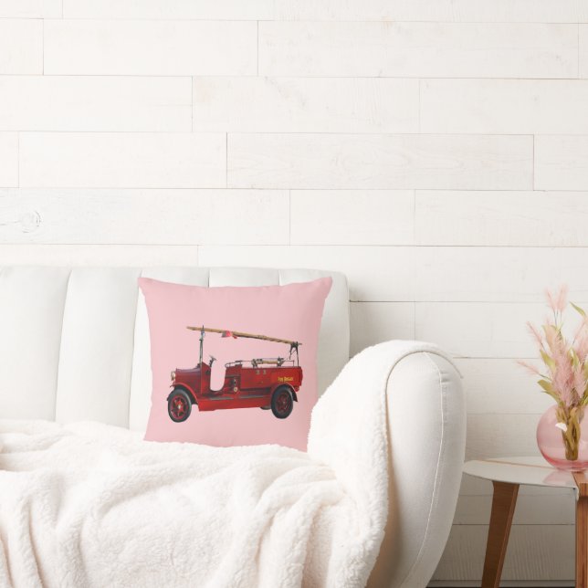 Coussin Camion Vintage Rouge Avec Échelle De Survol, (Canapé)