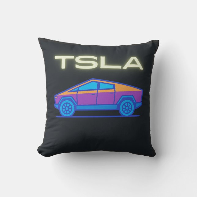 Coussin Camionnette Électrique Futuriste | Inspirée du Cyb (Recto)