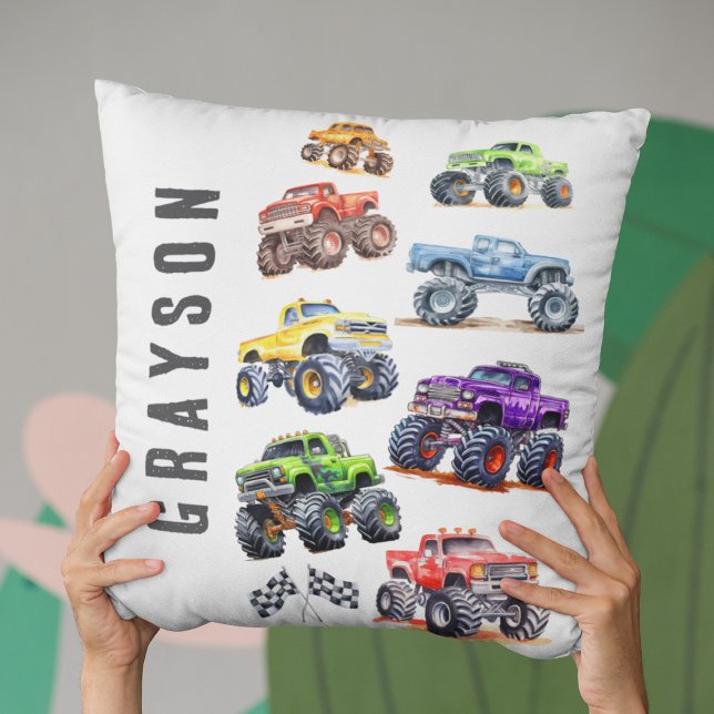 Coussin Camions monstres pour enfants modernes (Créateur téléchargé)