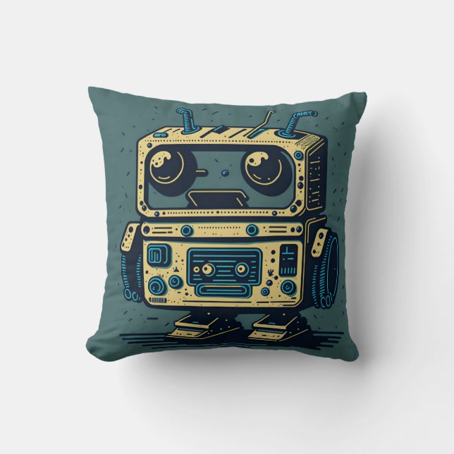 Coussin Camiseta vintaje cute robot steampunk friendly IA (Recto)