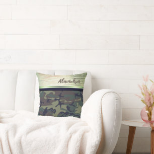 Coussin Camo Brown et vert Chimmery Chic Personnalisé