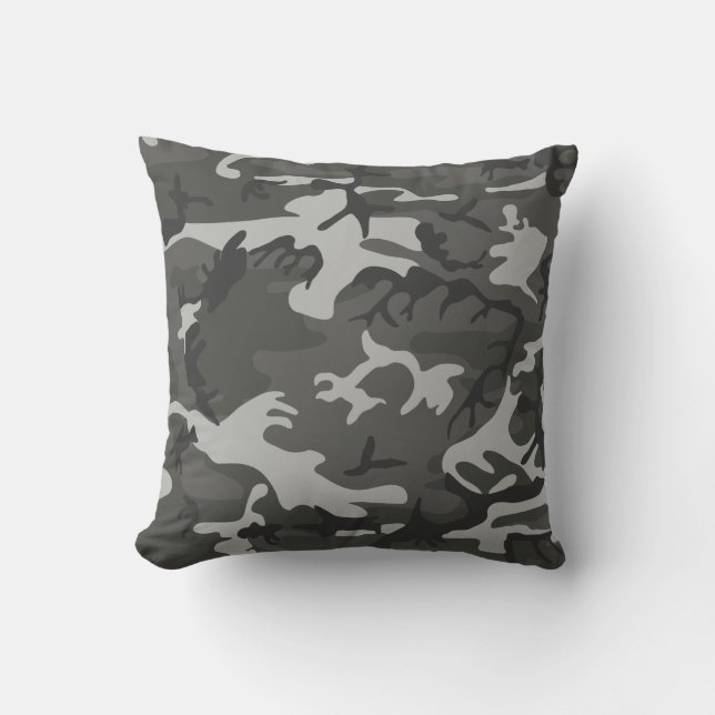 Coussin Camo camouflage abstrait gris moderne (Recto)