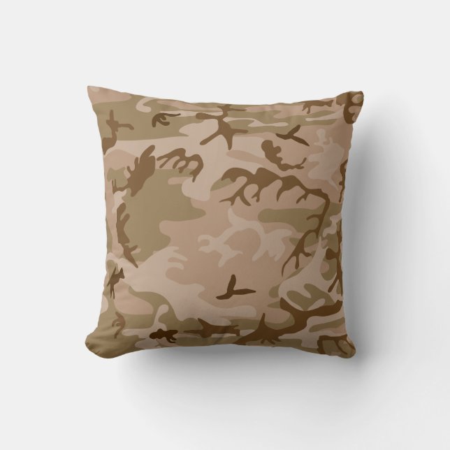 Coussin Camo Camouflage Désert Beige Brun Vert (Recto)