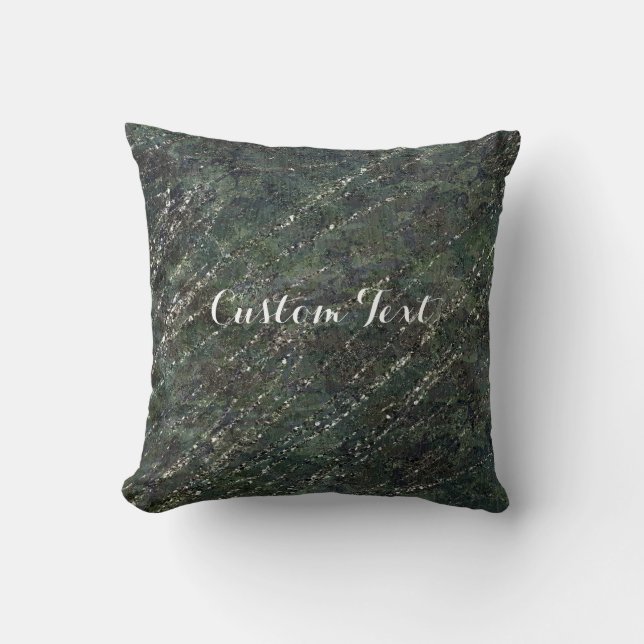 Coussin Camo de l'armée verte et argentée Élégant Glam (Recto)