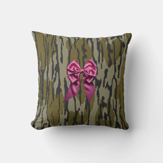 Coussin Camo Fille Ruban Rose Arc Bas Camo (Recto)