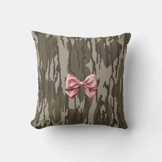 Coussin Camo Fille Ruban Rose Arc Bas Camo (Recto)