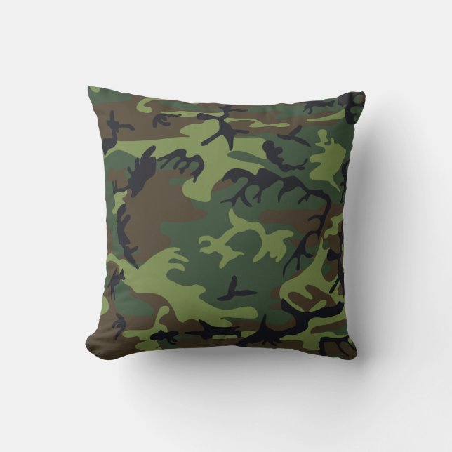 Coussin Camo Militaire Forêt Verte (Recto)
