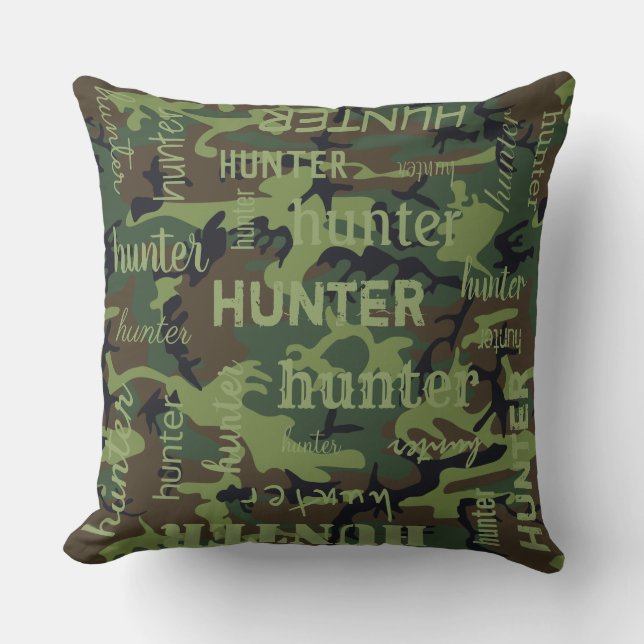 Coussin Camo Nom Personnalisé Plus Court (Recto)