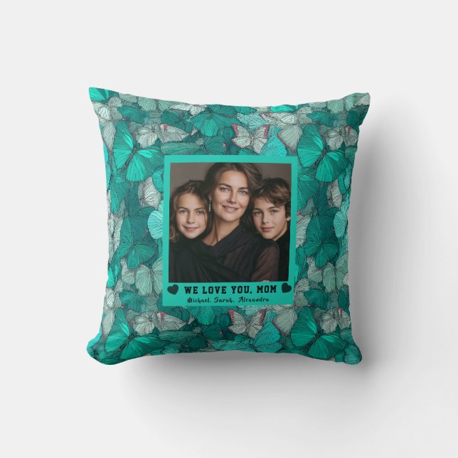 Coussin Camo Papillon  Joyeux Anniversaire Maman Pendaison (Recto)