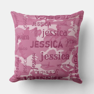 Coussin Camo Personnalisé Nom court rose