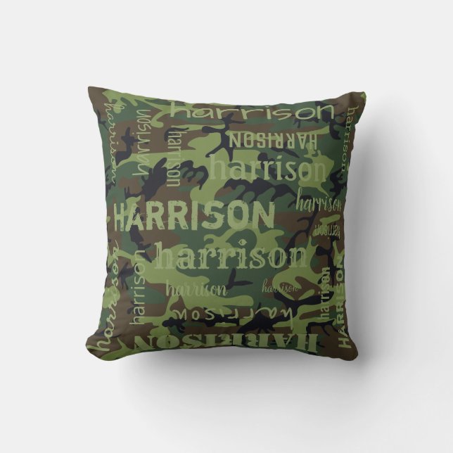 Coussin Camo Personnalisé Nom Plus Long (Recto)