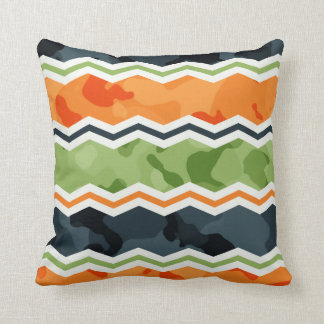 Coussin Camo vert et orange Chevron Stripes