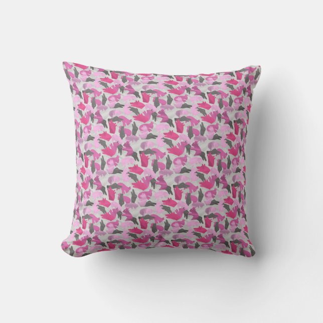 Coussin Camouflage animal Silhouette rose (Recto)