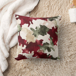 Coussin Camouflage Crème Rouge Vert