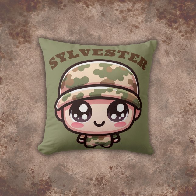 Coussin Camouflage de l'armée de Cute Kawaii Monogramme su (Créateur téléchargé)