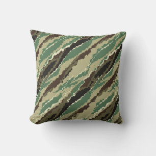 Coussin Camouflage Hakki tacheté motif rayé