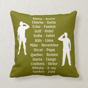 Coussin Camouflage militaire de l'Armée phonétique alphabé