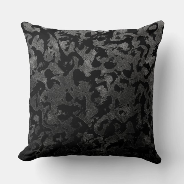 Coussin Camouflage moderne Camo-noir et gris foncé (Recto)