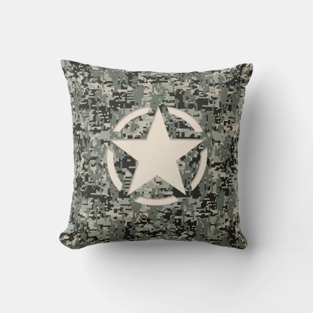 Coussin Camouflage numérique du symbole étoile (Recto)