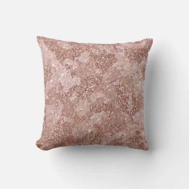 Coussin Camouflage rose en verre rose or (Recto)