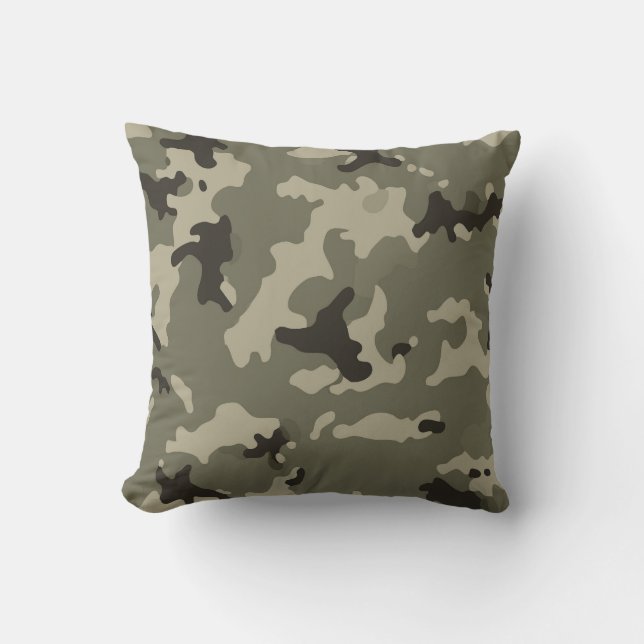 Coussin Camouflage Vert Atténué – Subtil Extérieur & Tacti (Recto)