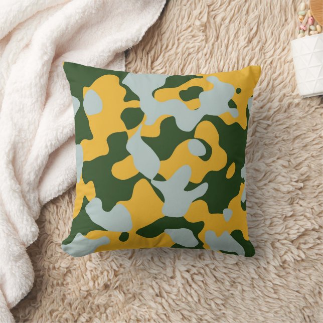 Coussin camouflage vert gris jaune (Couverture)