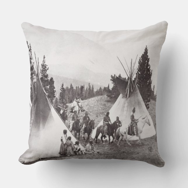 Coussin Camp de Teepee de Natif américain, Montana, c.1900 (Recto)