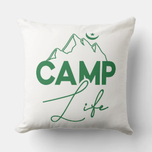 Coussin Camp Life Typographie verte T-shirt amusant