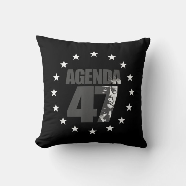 Coussin Campagne de réélection patriotique Agenda 47 Trump (Recto)