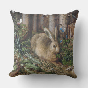 Coussin Campagne vintage lièvre Nature Cottagecore sombre