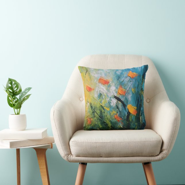 Coussin Campanules – Prairie florale abstraite en mouvemen (Chaise)