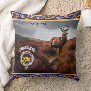 Coussin Campbell Clan Badge & Stag Personnalisé
