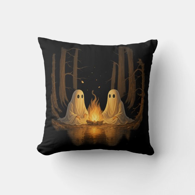 Coussin Campement de fantômes effrayants au feu de camp la (Recto)
