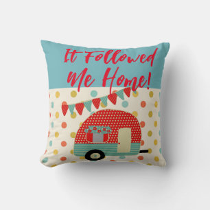 Coussin Camper Caravan dit Il m'a suivi à la maison RETRO
