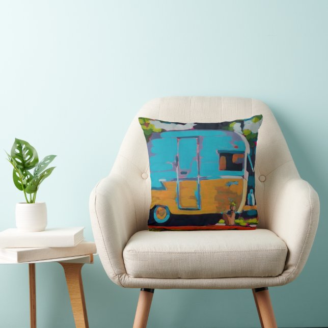 Coussin Camper Painting - Gift for Camping Lovers (Chaise)