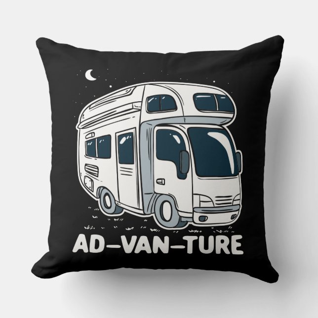 Coussin Camper Van Camping Gag d'aventure (Recto)