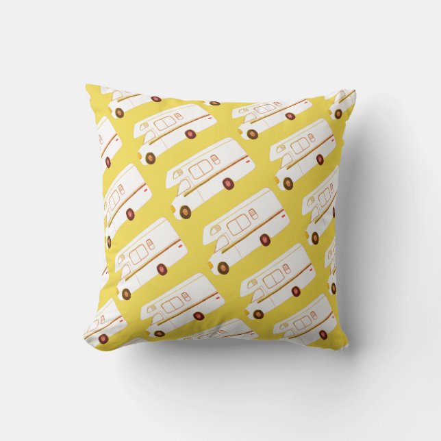 Coussin Camper vintage RV Jaune (Recto)