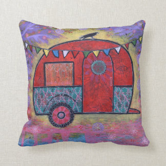 Coussin Campeur de remorque de larme de hippie avec Raven