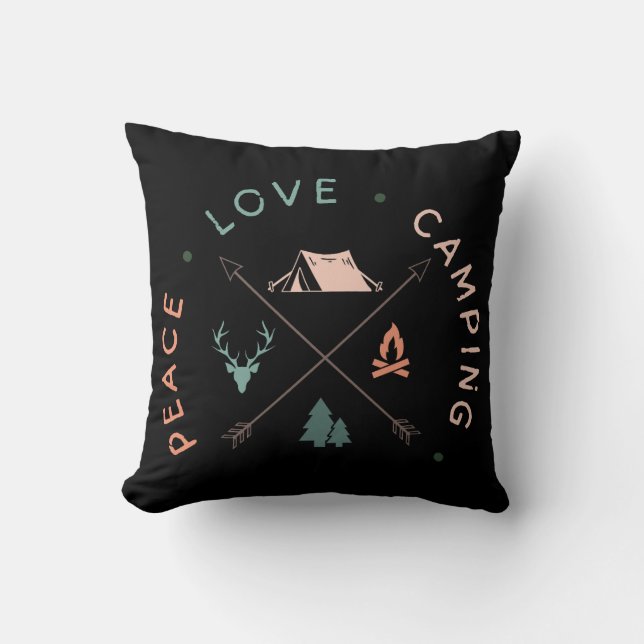 Coussin Camping Adventure Peace Love Camping (Recto)