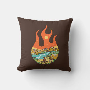 Coussin Camping en feu