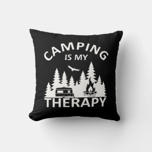 Coussin Camping est ma thérapie drôle slogan de camper