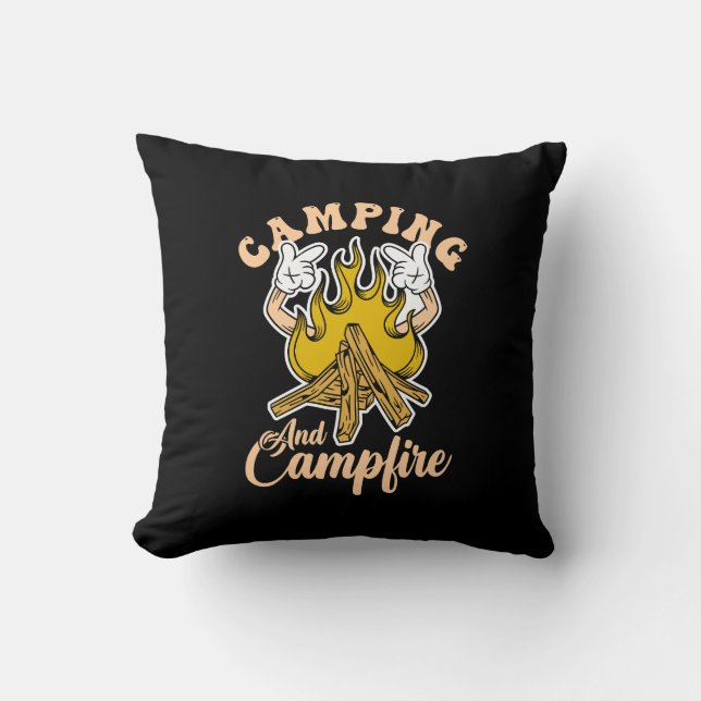 Coussin Camping & feu de camp – Camping sympa en plein air (Recto)