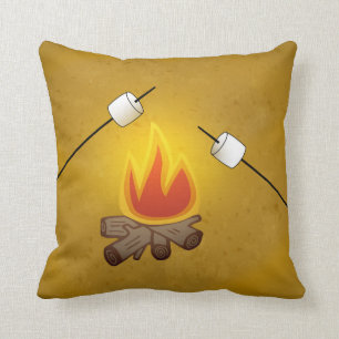 Coussin Camping feu et Marshmallows